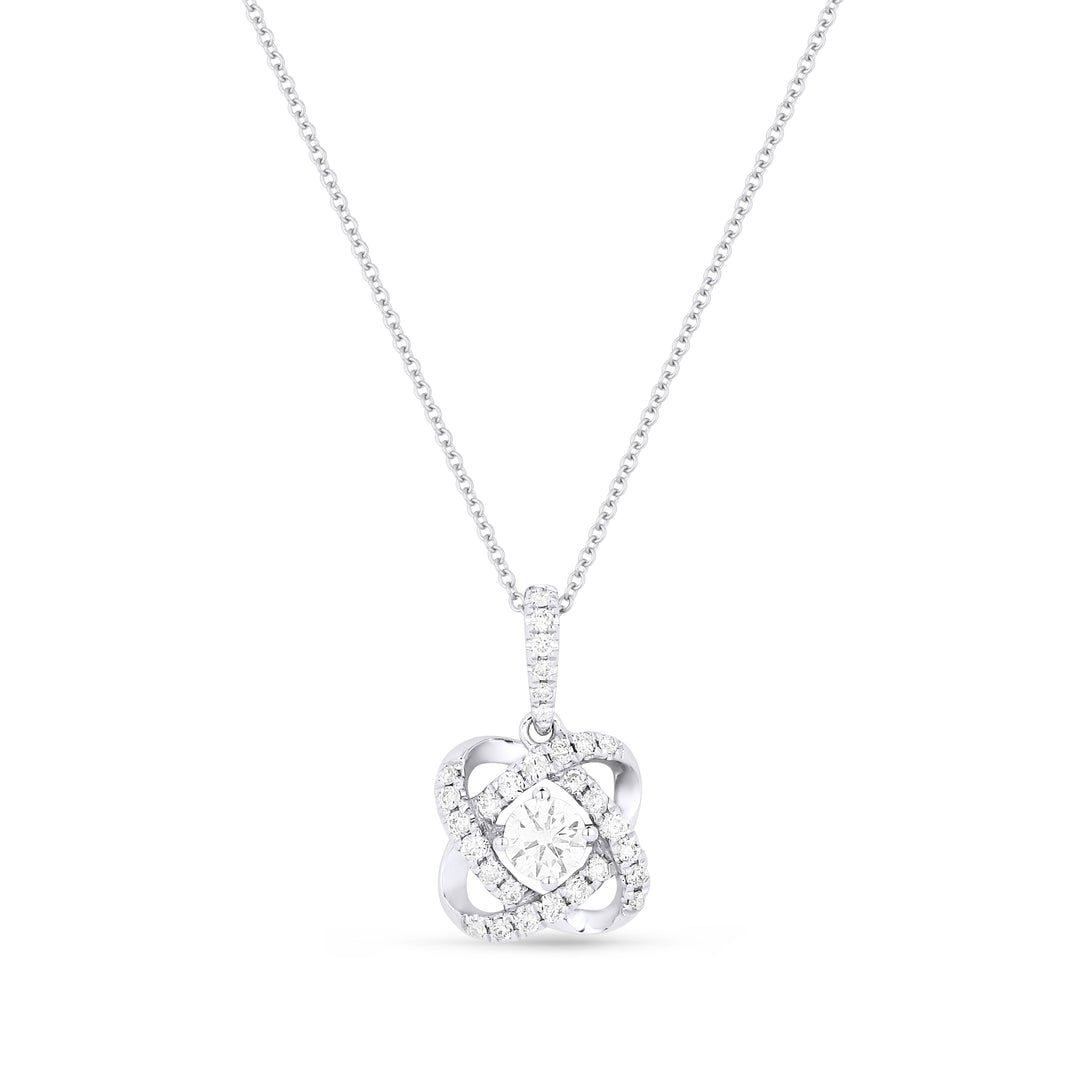 Beautiful Hand Crafted 14K White Gold White Diamond Lumina Collection Pendant