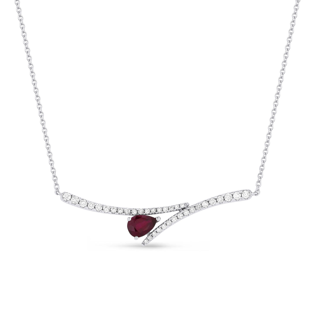 Beautiful Hand Crafted 14K White Gold  Ruby And Diamond Arianna Collection Necklace