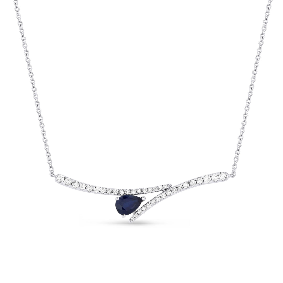 Beautiful Hand Crafted 14K White Gold  Sapphire And Diamond Arianna Collection Necklace