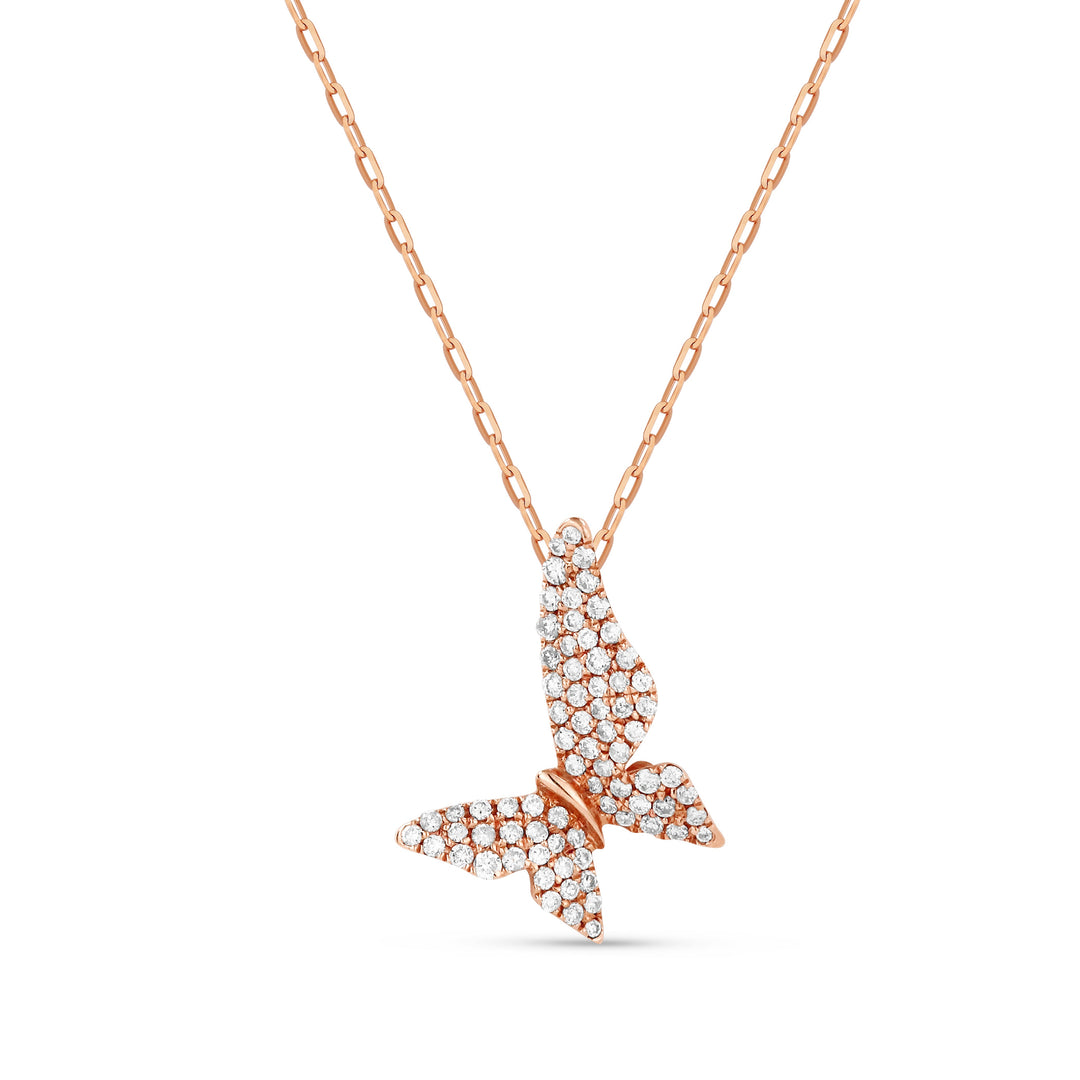 Beautiful Hand Crafted 14K Rose Gold White Diamond Milano Collection Pendant