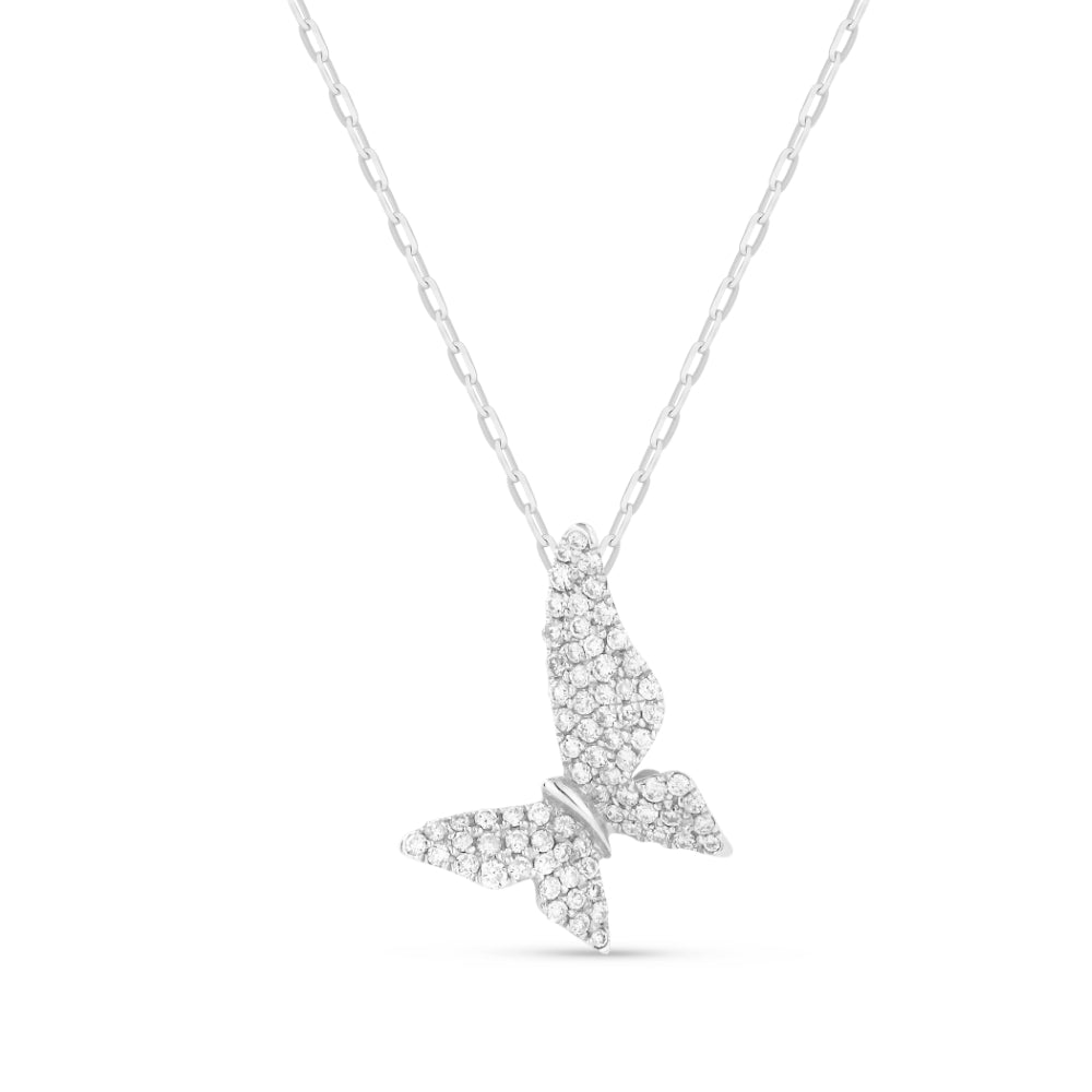 Beautiful Hand Crafted 14K White Gold White Diamond Milano Collection Pendant