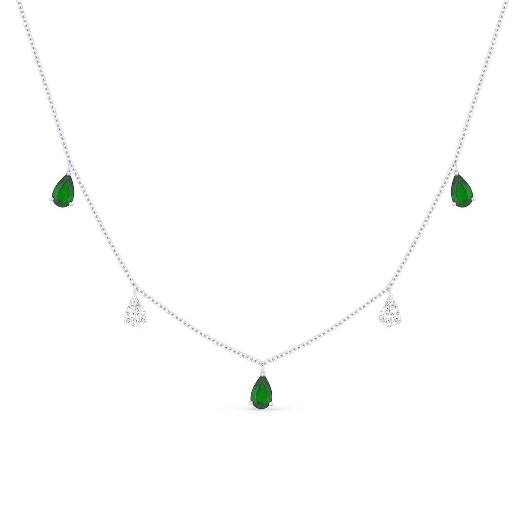 Madison L 14K White Gold Emerald Cocktail Necklace - style N1440EMW