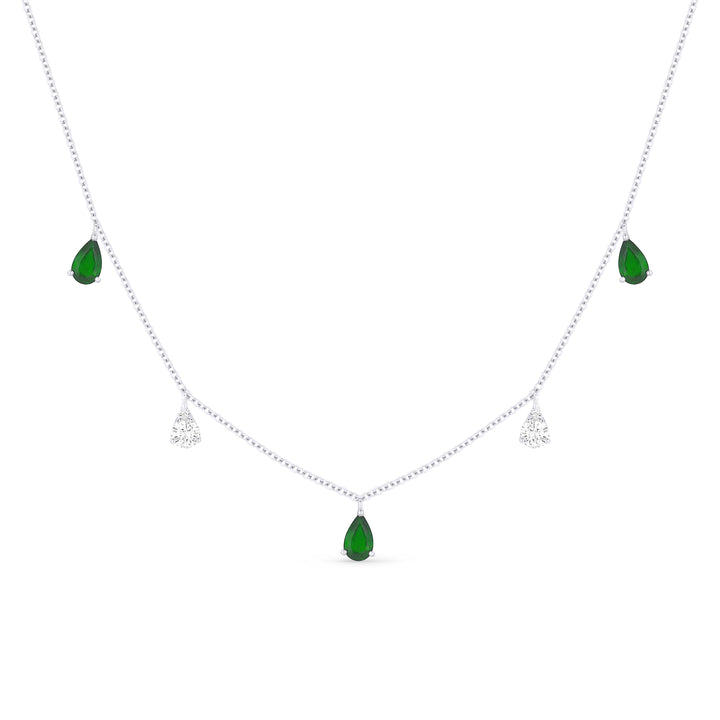 Madison L 14K White Gold Emerald Cocktail Necklace - style N1440EMW
