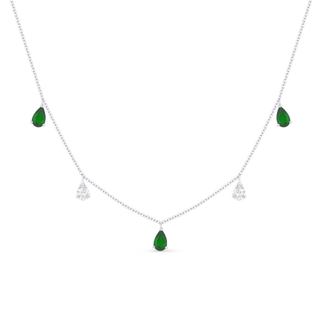 Madison L 14K White Gold Emerald Cocktail Necklace - style N1440EMW