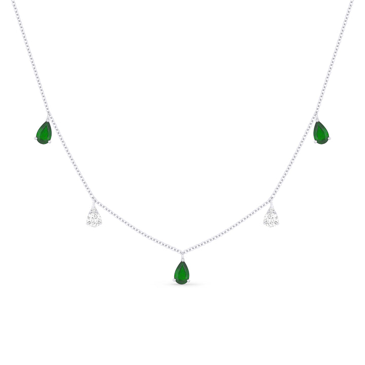 Madison L 14K White Gold Emerald Cocktail Necklace - style N1440EMW