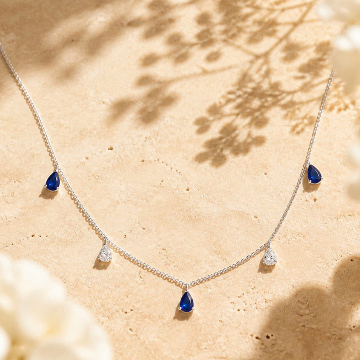 N1440 - 14K Gold Emerald, Ruby & Sapphire Cocktail Necklace
