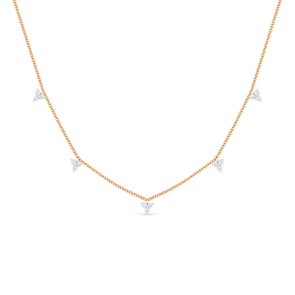 Beautiful Hand Crafted 14K Rose Gold White Diamond Milano Collection Necklace