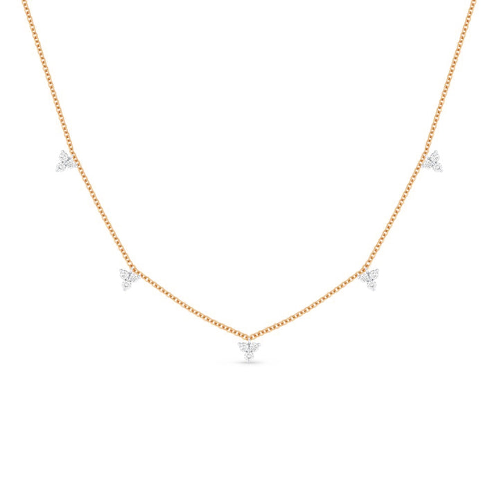 Beautiful Hand Crafted 14K Rose Gold White Diamond Milano Collection Necklace