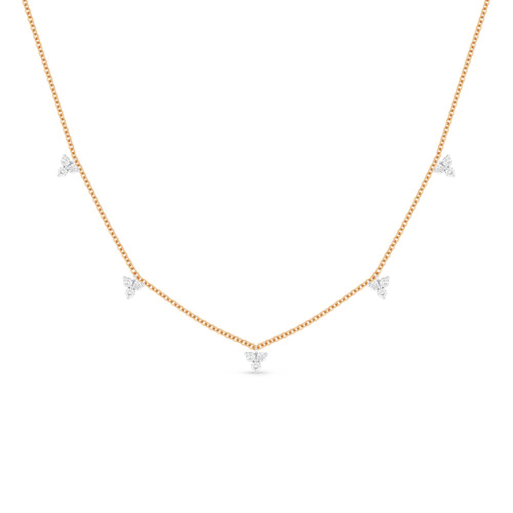 Beautiful Hand Crafted 14K Rose Gold White Diamond Milano Collection Necklace