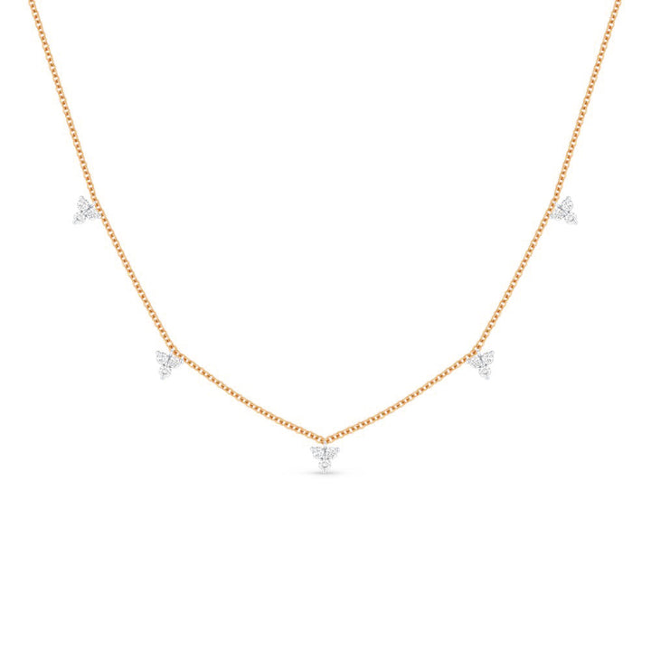 Beautiful Hand Crafted 14K Rose Gold White Diamond Milano Collection Necklace