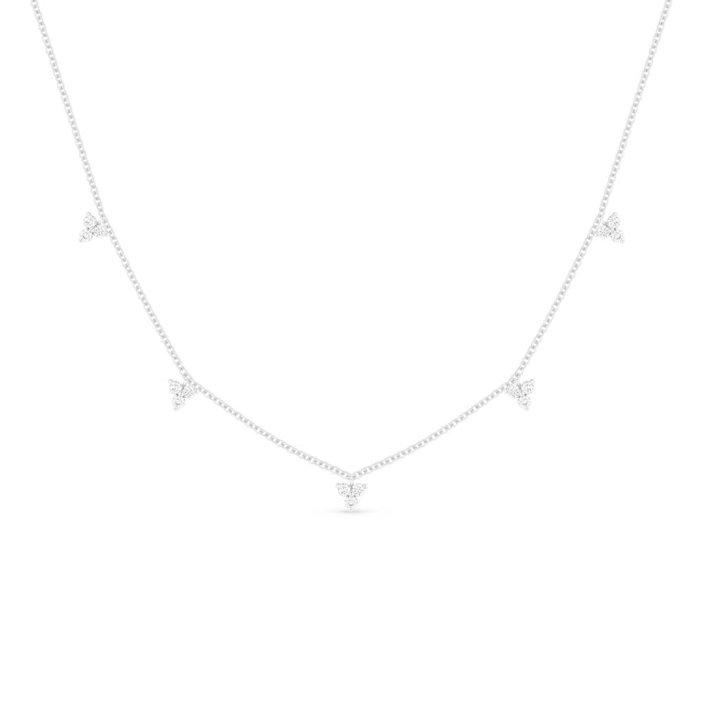 Beautiful Hand Crafted 14K White Gold White Diamond Milano Collection Necklace