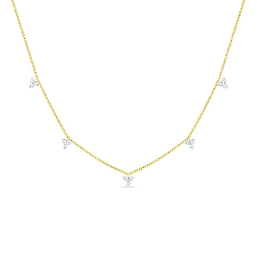 Beautiful Hand Crafted 14K Yellow Gold White Diamond Milano Collection Necklace