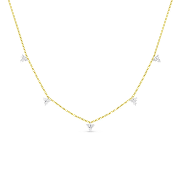 Beautiful Hand Crafted 14K Yellow Gold White Diamond Milano Collection Necklace