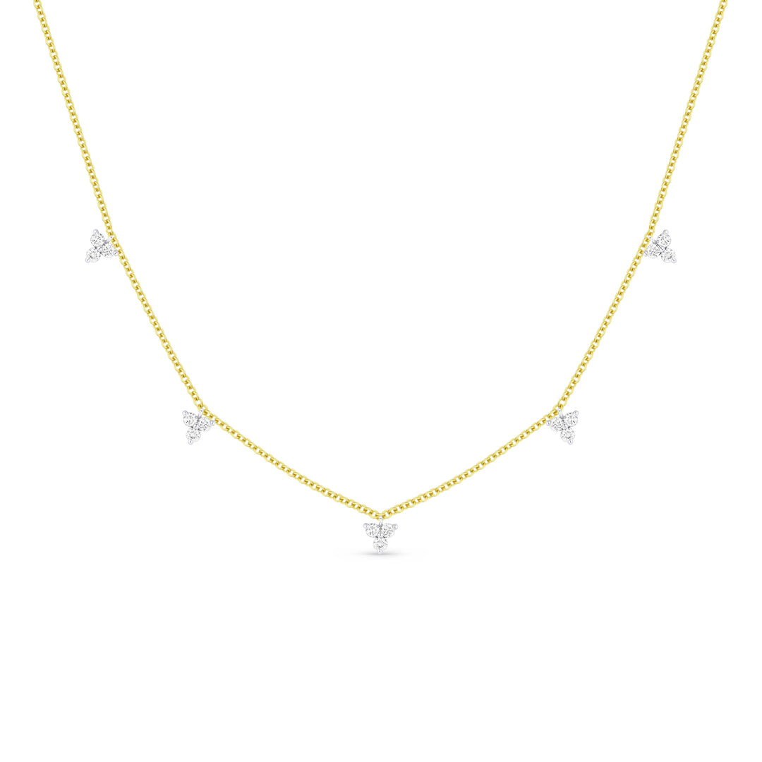 Beautiful Hand Crafted 14K Yellow Gold White Diamond Milano Collection Necklace