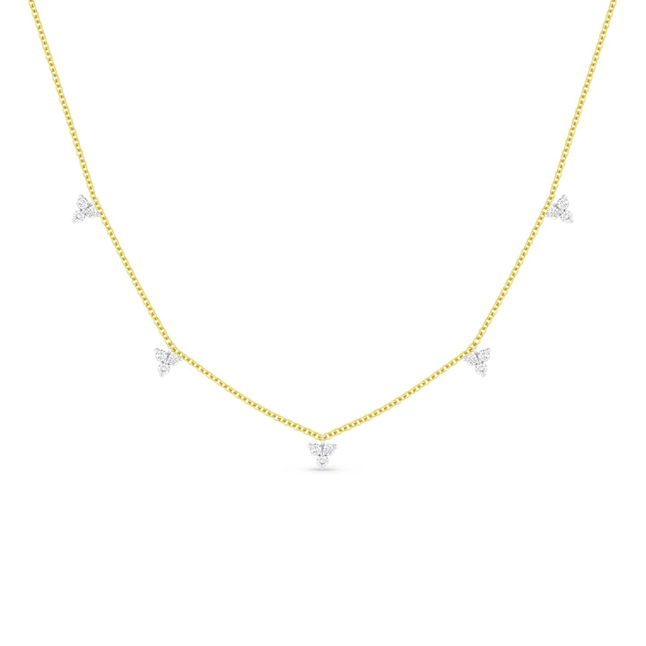 Beautiful Hand Crafted 14K Yellow Gold White Diamond Milano Collection Necklace