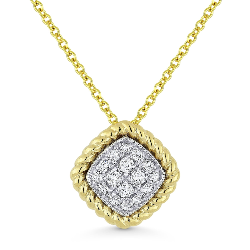 Beautiful Hand Crafted 14K Yellow Gold White Diamond Milano Collection Pendant