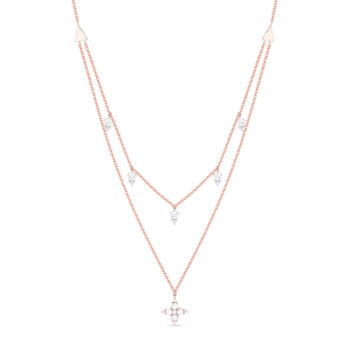 Beautiful Hand Crafted 14K Rose Gold White Diamond Milano Collection Necklace