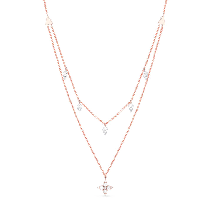 Beautiful Hand Crafted 14K Rose Gold White Diamond Milano Collection Necklace