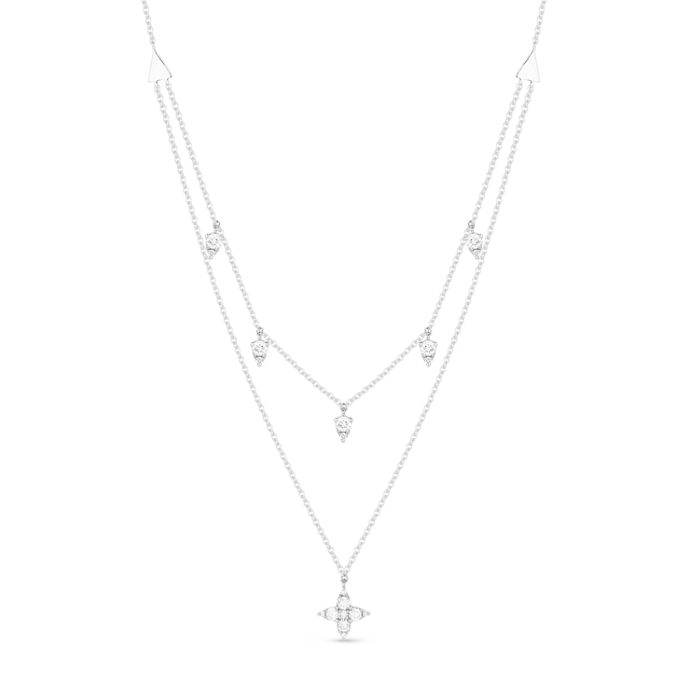 Beautiful Hand Crafted 14K White Gold White Diamond Milano Collection Necklace