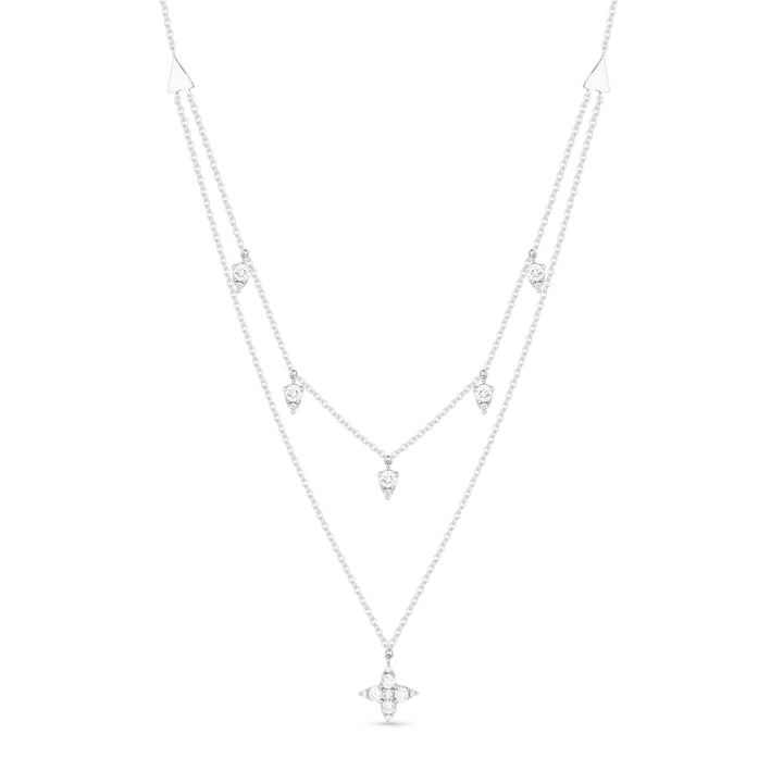 Beautiful Hand Crafted 14K White Gold White Diamond Milano Collection Necklace