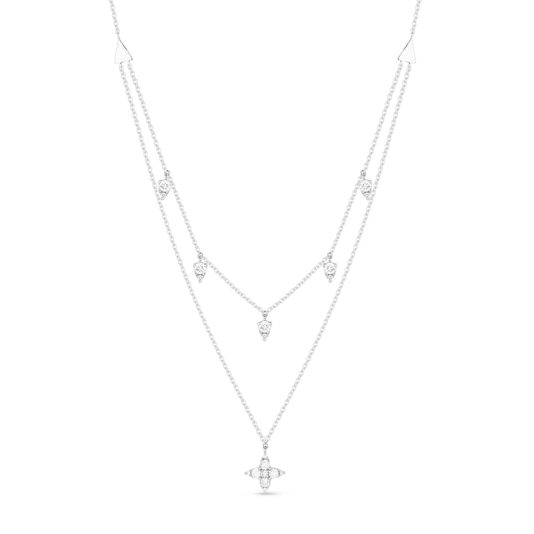 Beautiful Hand Crafted 14K White Gold White Diamond Milano Collection Necklace