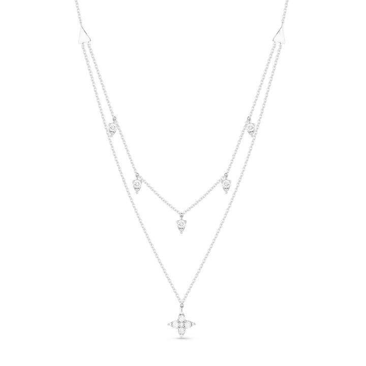 Beautiful Hand Crafted 14K White Gold White Diamond Milano Collection Necklace