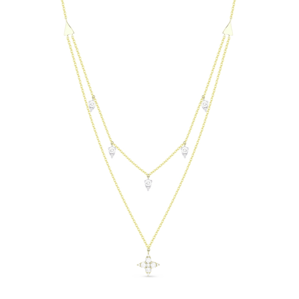 Beautiful Hand Crafted 14K Yellow Gold White Diamond Milano Collection Necklace
