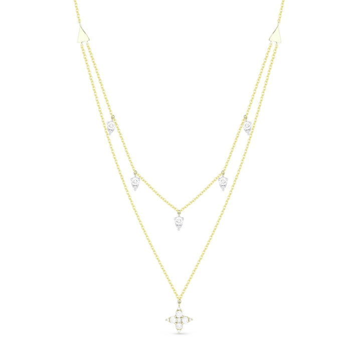 Beautiful Hand Crafted 14K Yellow Gold White Diamond Milano Collection Necklace