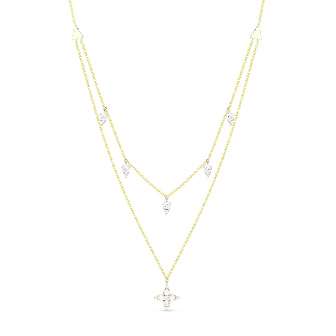 Beautiful Hand Crafted 14K Yellow Gold White Diamond Milano Collection Necklace