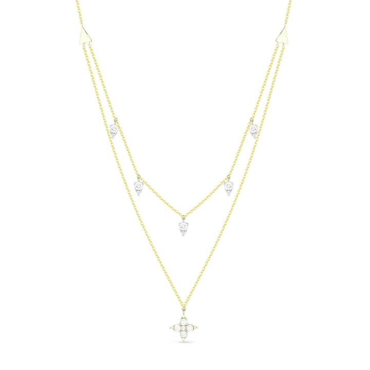 Beautiful Hand Crafted 14K Yellow Gold White Diamond Milano Collection Necklace