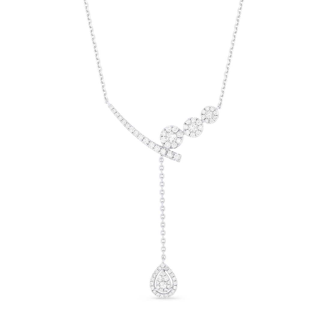 Beautiful Hand Crafted 14K White Gold White Diamond Milano Collection Necklace