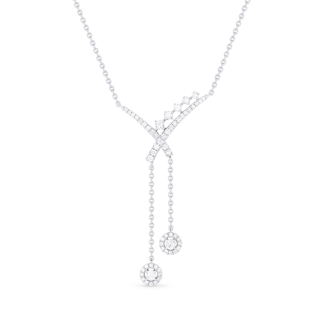 Beautiful Hand Crafted 14K White Gold White Diamond Milano Collection Necklace