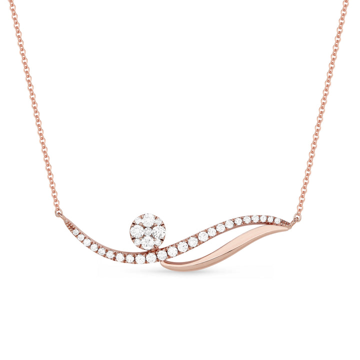 Beautiful Hand Crafted 14K Rose Gold White Diamond Milano Collection Necklace