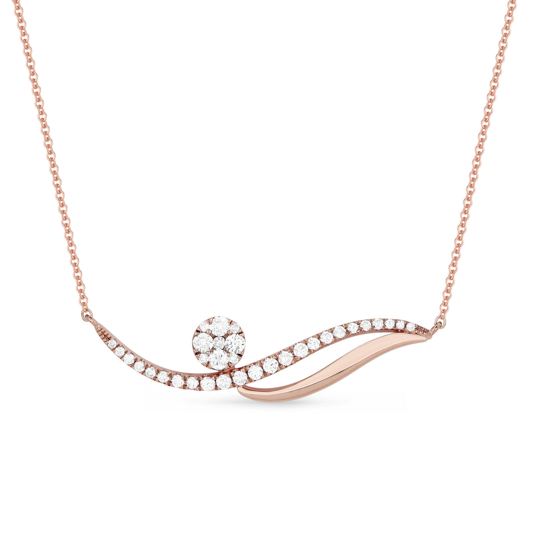 Beautiful Hand Crafted 14K Rose Gold White Diamond Milano Collection Necklace