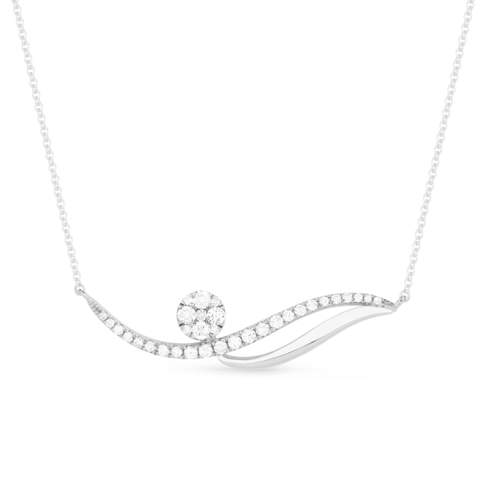 Beautiful Hand Crafted 14K White Gold White Diamond Milano Collection Necklace