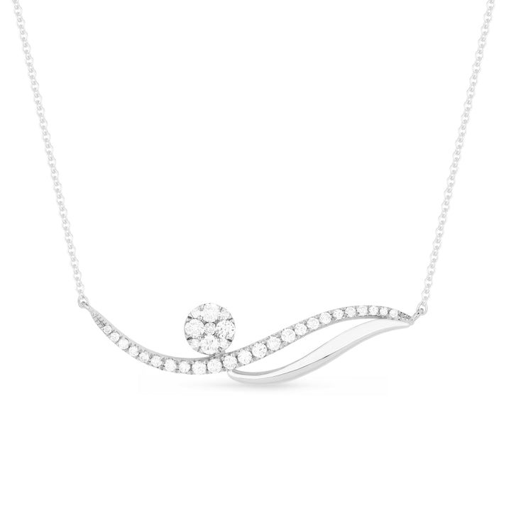 Beautiful Hand Crafted 14K White Gold White Diamond Milano Collection Necklace