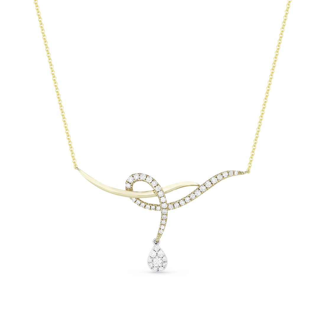 Beautiful Hand Crafted 14K Two Tone Gold White Diamond Milano Collection Necklace