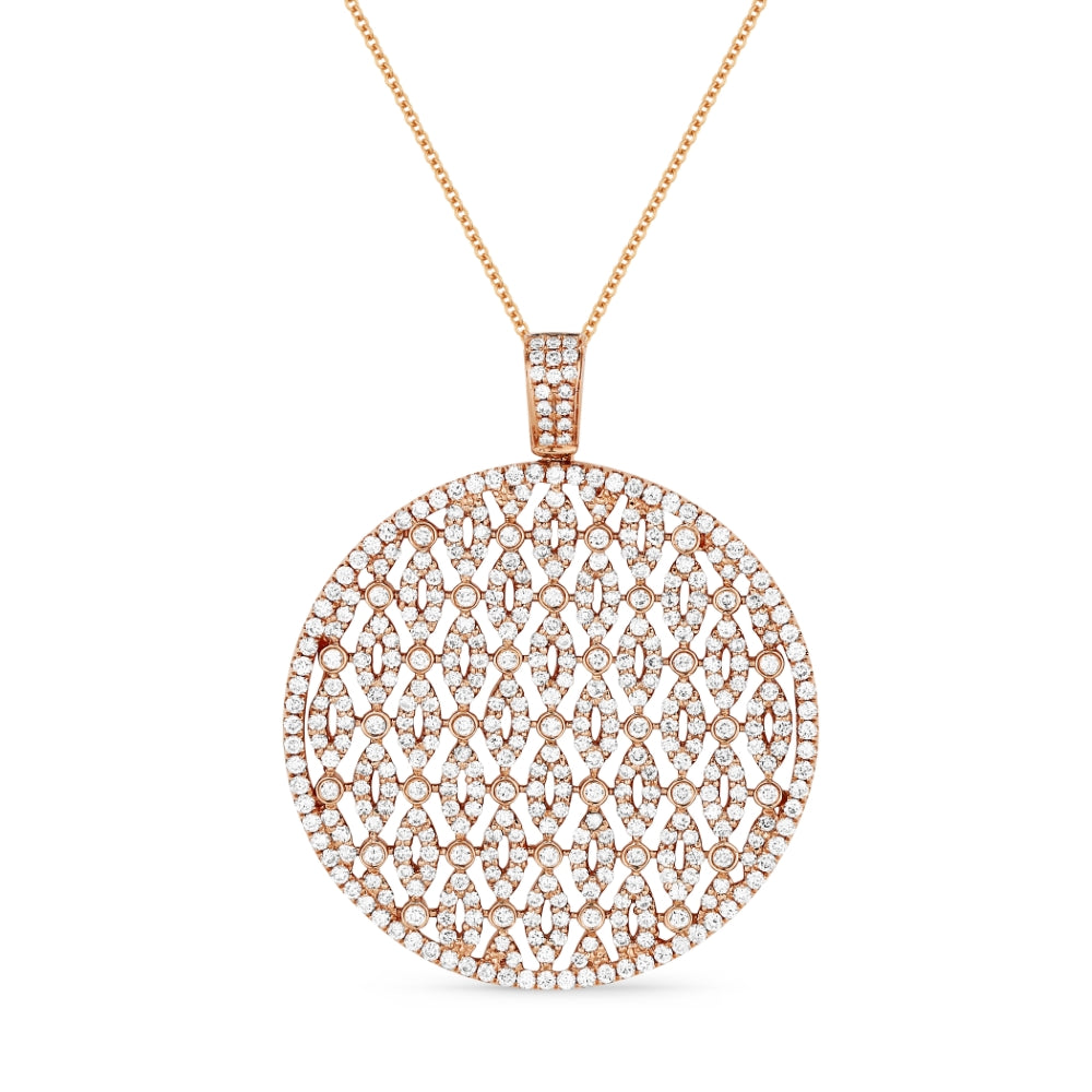 Beautiful Hand Crafted 14K Rose Gold White Diamond Milano Collection Pendant