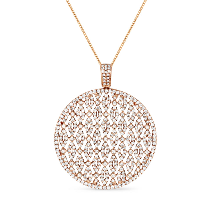 Beautiful Hand Crafted 14K Rose Gold White Diamond Milano Collection Pendant