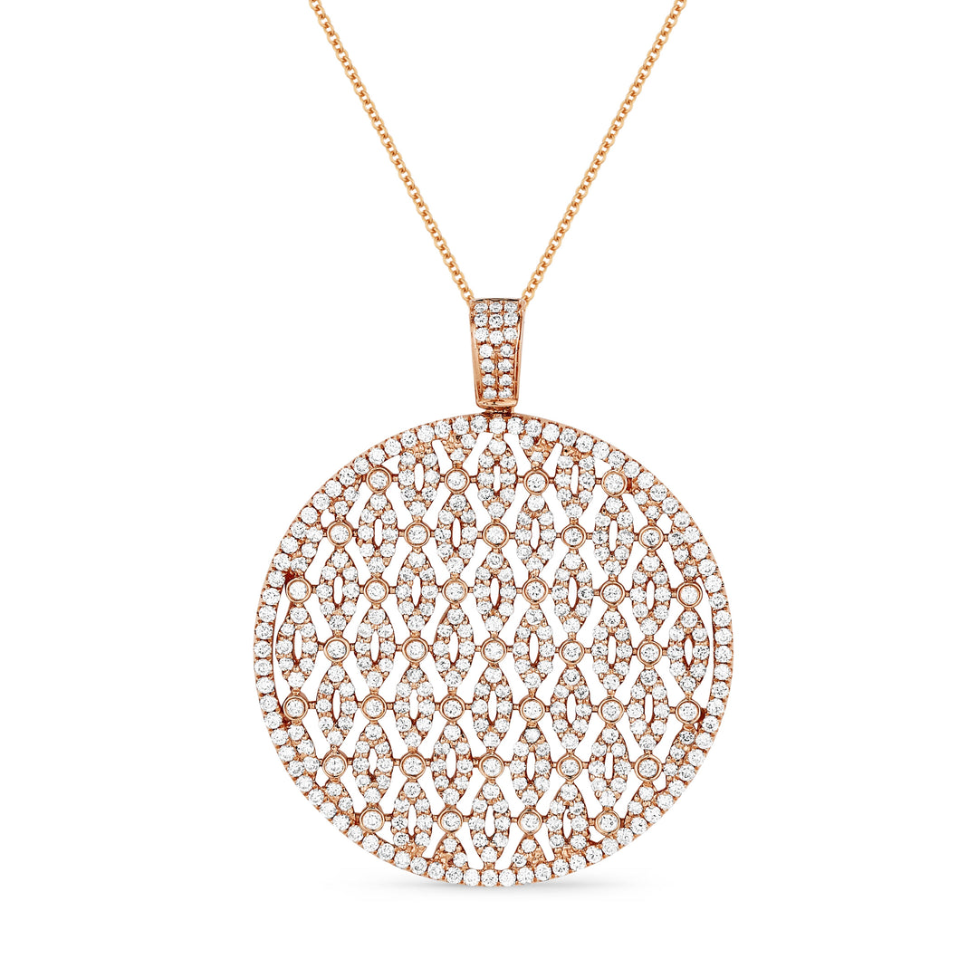 Beautiful Hand Crafted 14K Rose Gold White Diamond Milano Collection Pendant