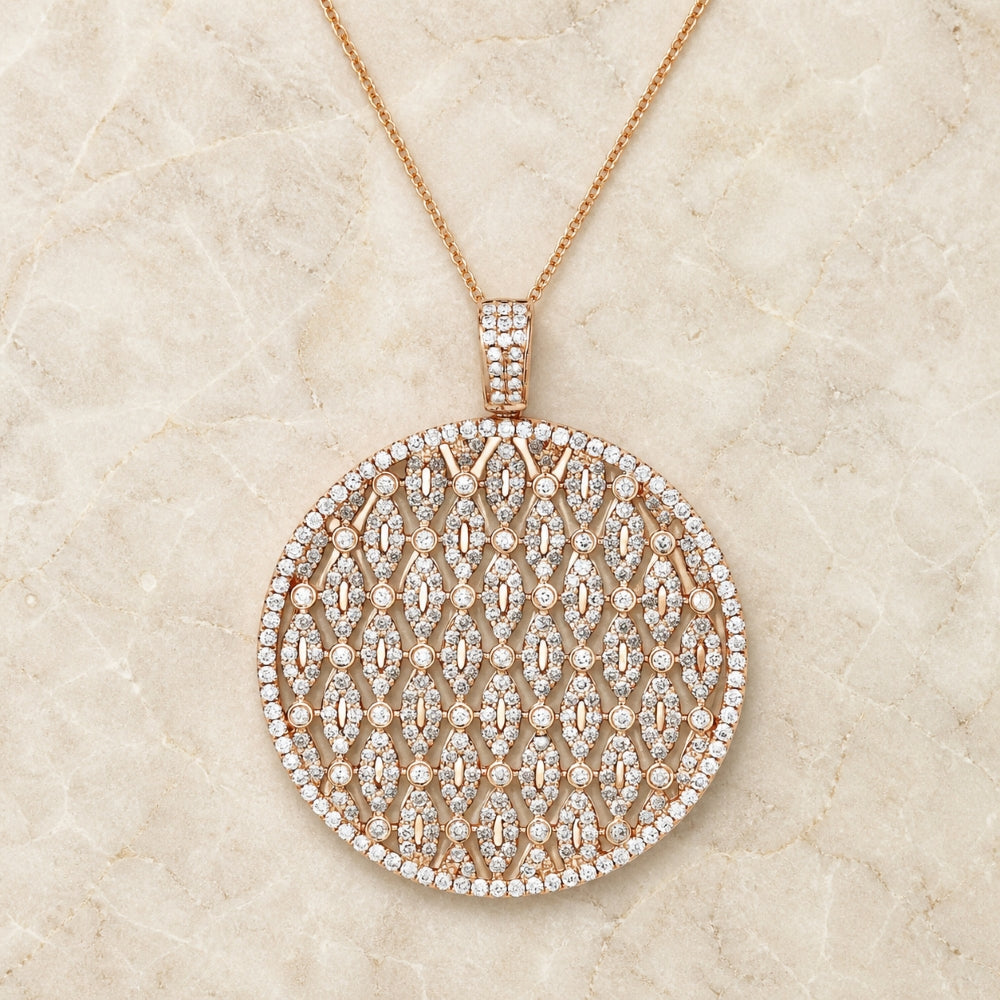 N1452 - 14K Gold Diamond Round Pendant
