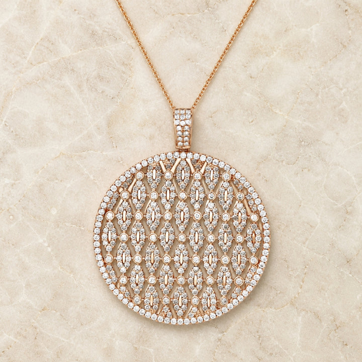 N1452 - 14K Gold Diamond Round Pendant