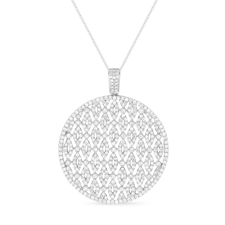 Beautiful Hand Crafted 14K White Gold White Diamond Milano Collection Pendant