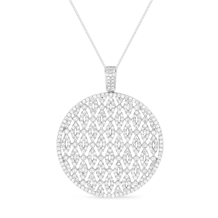 Beautiful Hand Crafted 14K White Gold White Diamond Milano Collection Pendant