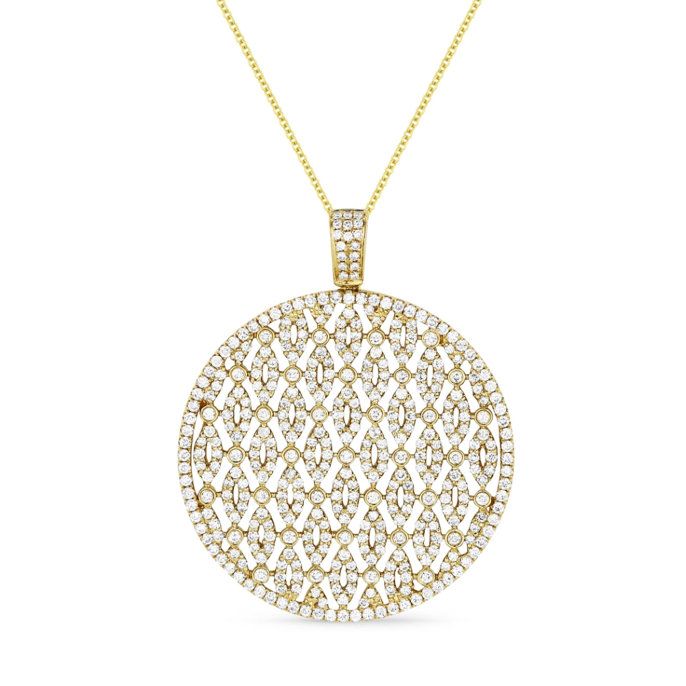 Beautiful Hand Crafted 14K Yellow Gold White Diamond Milano Collection Pendant