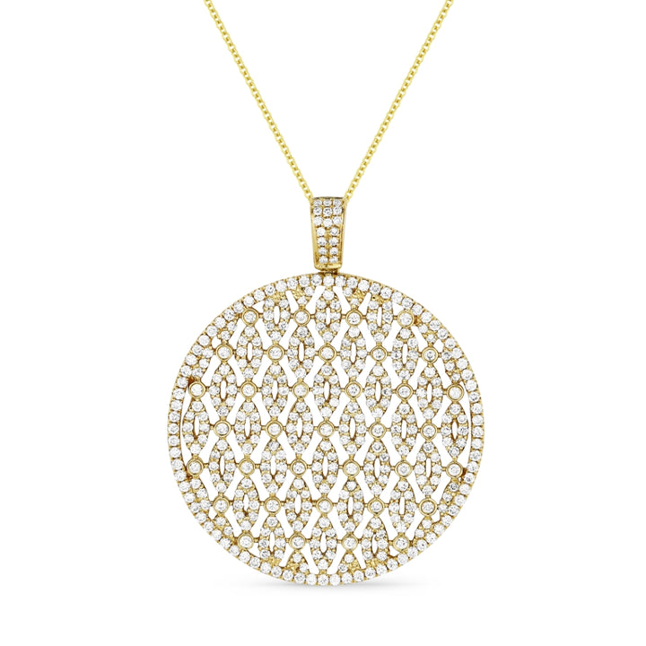 Beautiful Hand Crafted 14K Yellow Gold White Diamond Milano Collection Pendant