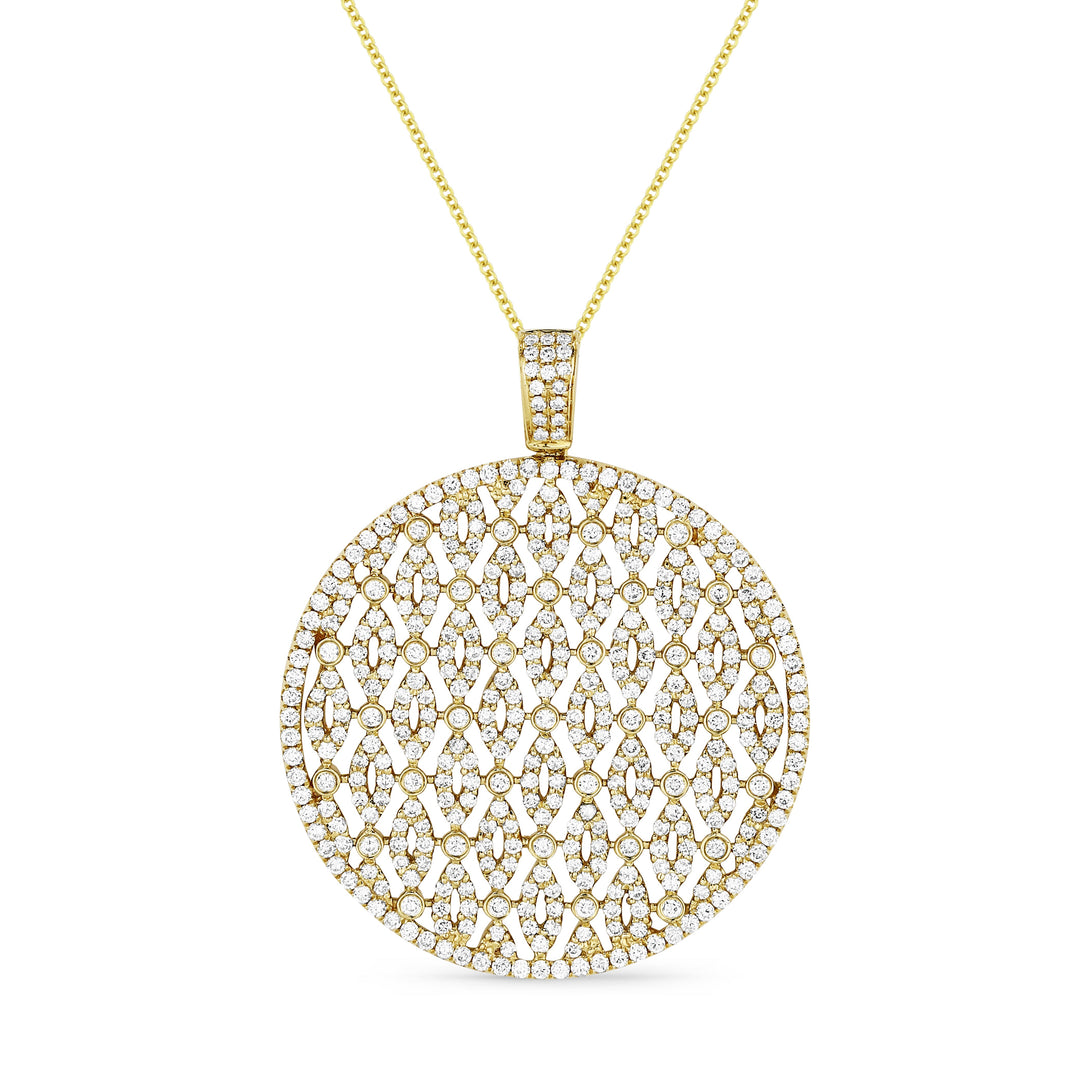 Beautiful Hand Crafted 14K Yellow Gold White Diamond Milano Collection Pendant