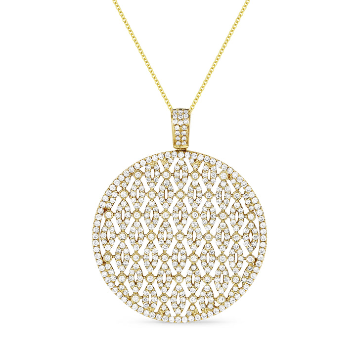 Beautiful Hand Crafted 14K Yellow Gold White Diamond Milano Collection Pendant