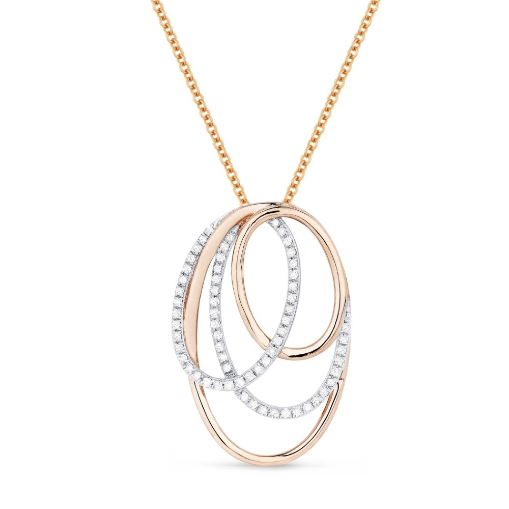 Beautiful Hand Crafted 14K Rose Gold White Diamond Milano Collection Pendant