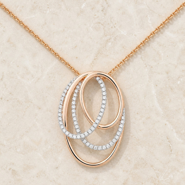 N1459 - 14K Gold Diamond Oval Pendant